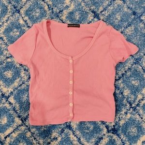 Brandy Melville pink cropped button up